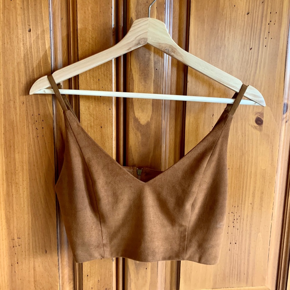Brown Suede Crop Top